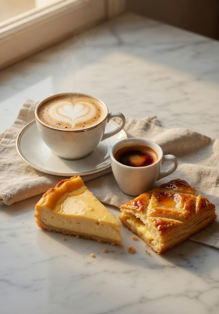 Café con leche, espresso y pasteles artesanales de Cafetería Chevalier